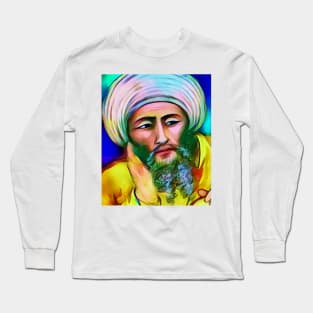 Averroes Colourful Portrait | Averroes Artwork 7 Long Sleeve T-Shirt